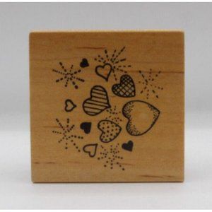 Stamp Wooden Hearts Embossing Arts @484D ©1989 2" x 2"